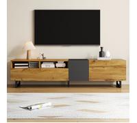 URBAN MEUBLE Meuble TV moderne aux couleurs contrastées avec grain de bois et gris 170 cm