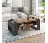 URBAN MEUBLE Table basse effet bois 1 tiroir niche ouvert et rangement des 2 côtés anthracite