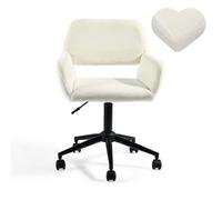 URBAN MUEBLE - Fauteuil de Bureau Blanc Tissu Doux - Hauteur Réglable Roulettes - Confort Ergonomique