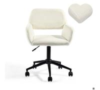 URBAN MUEBLE - Fauteuil de Bureau Blanc Tissu Doux - Hauteur Réglable Roulettes - Confort Ergonomique beige#Beige CHAISE DE BUREAU