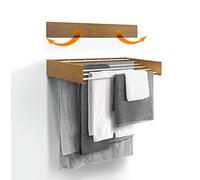 Urban Nouk Etendoir à Linge - Fixation Murale - Rétractable - Étendoir à Linge Pliable pour l'intérieur ou l'extérieur - Économie d'espace - Design Compact et élégant (100 cm Aspect Bois)