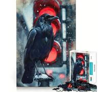 Urban Omen︰ Le Corbeau à Rouge Puzzle 1000 Pièces Faciles à Reconstituer,Jeu Amusant,sans Bavures,Pièces Nettement Découpées,Portable et Pratique pour Les Voyages (50x75cm)