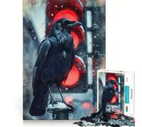 Urban Omen︰ Le Corbeau à Rouge Puzzle de 1000 pièces Entraînement cérébral Amusant Emboîtement précis sans espaces Activité de Partage pour Les Proches (38x26cm)