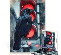 Urban Omen︰ Puzzle Le Corbeau à Rouge pour Adultes 1000 pièces Exercice Mental Loisirs agréables Découpe précise Cadeau d'anniversaire (38x52cm)