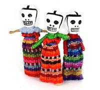 Urban Poupée guatémaltèque avec tête de mort - Style Jour des morts - Fait à la main - Commerce équitable