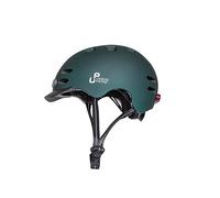 Urban Prime Urban Helmet Casque de Protection avec lumière Avant et arrière, visière, vélo, e-Bike et Trottinette électrique Adulte Unisexe, Vert, L