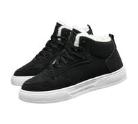 Urban Skater Baskets hautes pour homme avec doublure en polaire et semelle plate blanche pour l'université, la marche en ville, Noir , 42.5 EU