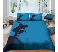 Urban Skater Housse de Couette Microfibre résistante 3 Pièces 3D Effet Douce Street Art Style Ensemble De Literie avec Fermeture Éclair Confortable for Garçon Super King（260x220cm）