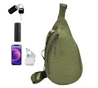 Urban Sling Pack Sac de rangement multi-poches, sangle réglable avec rangement pour téléphone, pochette utilitaire légère pour course à pied, équipement de voyage antivol, marron, Siehe Beschreibung