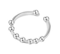 URBAN SPARKS Bague Fidget en Acier Inoxydable pour Femme - Réglable - Avec Perles - Étanche - Anti-stress - Minimaliste