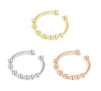 URBAN SPARKS Bague Fidget en acier inoxydable pour femme - Réglable - Avec perles - Étanche - Anti-stress - Minimaliste, One Size, Acier inoxydable, Pas de pierre précieuse