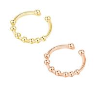 URBAN SPARKS Bague Fidget en Acier Inoxydable pour Femme - Réglable - Avec Perles - Étanche - Anti-stress - Minimaliste