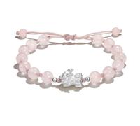 URBAN SPARKS Bracelet de perles en obsidienne naturelle et quartz rose S999 en argent S999 chinois attirant la fortune mythique Pixiu Couple pour femme - Cadeau de Saint-Valentin (Couleur quartz rose)