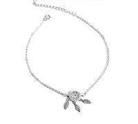 URBAN SPARKS Bracelet en argent S925 pour pendentif en forme de feuille, bracelet à chaîne délicate réglable, cadeau de bijoux minimaliste, Mittelgroße, Argent, Non.