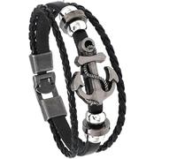 URBAN SPARKS Bracelets rétro en cuir tressé marron et noir pour homme et femme, 20 cm (Ancre)