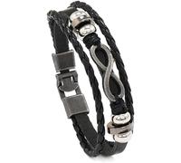 URBAN SPARKS Bracelets rétro en cuir tressé marron et noir pour homme et femme, 20 cm (Infini)