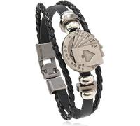 URBAN SPARKS Bracelets rétro en cuir tressé marron et noir pour homme et femme, 20 cm (poker)