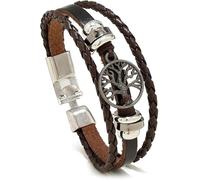 URBAN SPARKS Bracelets rétro en cuir tressé marron noir pour homme et femme 20 cm (arbre de vie)