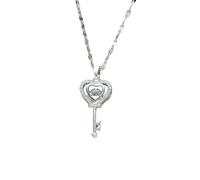 URBAN SPARKS Collier avec pendentif en forme de cœur pour femme - Plaqué argent - Cristal mobile - Design cœur - Chaîne élégante et tendance - Cadeau, Mittelgroße, Argent, Non.