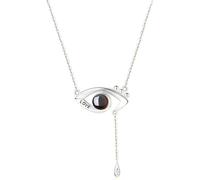 URBAN SPARKS Collier « L'Œil du Diable » gravé en 100 langues, collier d'amour pour petite amie, cadeau pour femme, fête des mères, Saint-Valentin, Noël, taille moyenne, bronze (argent)