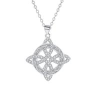URBAN SPARKS Élégant collier nœud celtique pour femme - Bijou plaqué argent avec cristaux étincelants, bijou de luxe minimaliste, un cadeau idéal pour elle