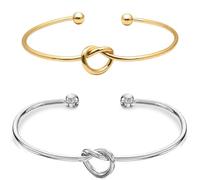 URBAN SPARKS Eternal Love Bracelet nœud infini pour femme Plaqué or Bracelet ouvert réglable Bracelet à nœud simple pour femme, petite amie, anniversaire, Mittelgroße, Argent, Non.