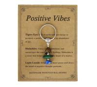 URBAN SPARKS Porte-clés fait main en pierres naturelles - Aventurine, œil de tigre, cornaline - Porte-clés cadeau avec carte kraft, Positive Vibes, Mittelgroße