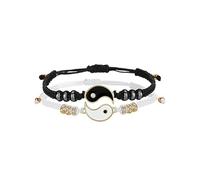 URBAN SPARKS Yin Yang Paire de bracelets réglables en corde Bracelets d'amitié assortis pour femmes et hommes Bracelet en soie fait à la main Cadeau d'anniversaire pour la Saint-Valentin, One Size