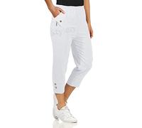 URBAN STITCH Pantacourt 3/4 doux pour femme - Taille élastique - Taille élastique - Short d'été, blanc, 38