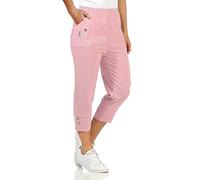 URBAN STITCH Pantacourt 3/4 doux pour femme - Pantalon court 3/4 extensible - Taille élastique - Short d'été grande taille, rose, 50