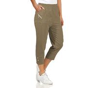 URBAN STITCH Pantacourt 3/4 doux pour femme - Taille élastique - Taille élastique - Short d'été, moka, 50