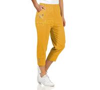 URBAN STITCH Pantacourt 3/4 doux pour femme - Taille élastique - Taille élastique - Short d'été, moutarde, 50