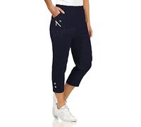 URBAN STITCH Pantacourt 3/4 pour femme - Pantalon 3/4 extensible court à enfiler - Taille élastique - Short d'été grande taille, bleu marine, 50