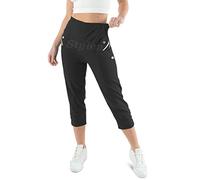 URBAN STITCH Pantacourt pour femme avec poches, tenue décontractée, pantalon pleine longueur, pantalon taille haute élastique, tenue de détente, grande taille, Noir , 42