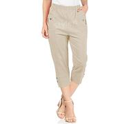 URBAN STITCH Pantacourt pour femme - Pantacourt 3/4 - Pantalon extensible à enfiler - Taille élastique - Short d'été pour femme, stone, 40