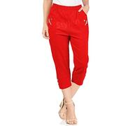 URBAN STITCH Pantacourt pour femme - Pantacourt pour femme - Pantacourt pour femme - Pantalon extensible à enfiler - Taille élastique - Grande taille - Short d'été pour femme, Rouge, 54