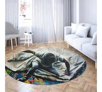 Urban Street Art Cercle Salle de Bain Tapis Graffiti Tapis Ronds pour Salon Antidérapant Doux Ras-Pou Non Perte pour Chambre Dortoir Bureau 135cm