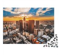 Urban Sunset 1000 Piece Jigsaw Puzzle Recyclable Papier Skyscrapers Senior Puzzles Fête Jeu Accessoires Idée de Cadeau Parfaite for Femmes and Hommes Both 52x38cm/1000pcs