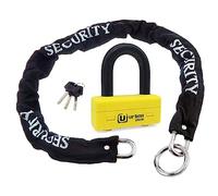 URBAN UR75+10.120L Antivol Bloque Disque Mini U Homologué Classe SRA + Chaine Moto ø10 avec Anneau Haute Sécurité, 120cm Grande Longueur, Anti vol Multifonction pour Ancrage, Moto, Parking