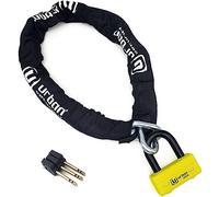 URBAN UR75150 Antivol Moto Homologué SRA, Chaine Sécurité Maximale ø15mm en Acier Trempé avec Bloque Disque Mini U ø18mm Double Verrouillage, Bloc Cadenas Moto Scooter Vélo Electrique, 150cm