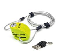 URBAN UR906X5L Bloque Disque Moto Alarme avec Cable Extension de Sécurité 2m, 120dB ON/OFF, Serrure Sécurité, Module Remplaçable, Batterie Longue Durée, Universel Antivol Velo Trotinette Eletrique