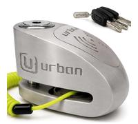 URBAN UR910S Antivol Moto Homologué SRA, Bloque Disque avec Alarme Hi-Tech | 120 dB, X2 ON | Pile CR2, Câble Rappel, Serrure Haute Sécurité, Bloc Double Verrouillage ø10mm, Acier Inoxydable