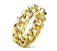 UrbanBijoux Bague Anneau Femme plaqué Or Forme de Chaine Maille cubaine Originale - 54