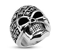 UrbanBijoux Bague Homme Acier Inoxydable tête de Mort Croix Fleur de lys Biker - 67