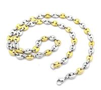 UrbanBijoux Chaine Collier Homme Acier ET PLAQUÉ Or Maille Grain DE CAFÉ 8mm 57cm