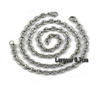 UrbanBijoux Parure Bracelet et Chaine Homme Acier INOX Massif Grain de café 7mm