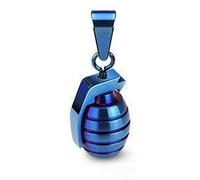 UrbanBijoux Pendentif Homme Acier PLAQUÉ Bleu Grenade Militaire ET 1 Chaine Boule