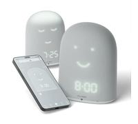 UrbanHello REMI - Réveil Enfant Jour Nuit éducatif, Sleep Trainer 5-en-1 - Suivi du sommeil - Babyphone Audio avec Alerte Bruit - Veilleuse - Enceinte Bluetooth - Gris Nuage