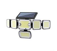 UrbanHui Applique murale solaire double détecteur de mouvement télécommande étanche éclairage de sécurité extérieur ABS avec trois modes panneau polycristallin pour jardin, terrasse, allée (6 têtes)