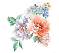 UrbanHui Autocollant mural en PVC motif floral artistique - Autocollant imperméable pour salle de bain, couvercle de toilettes, réfrigérateur et armoire (A)